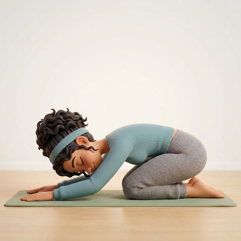 Supported Wide-Knee Child's Pose (Balasana) demonstrating proper restorative posture