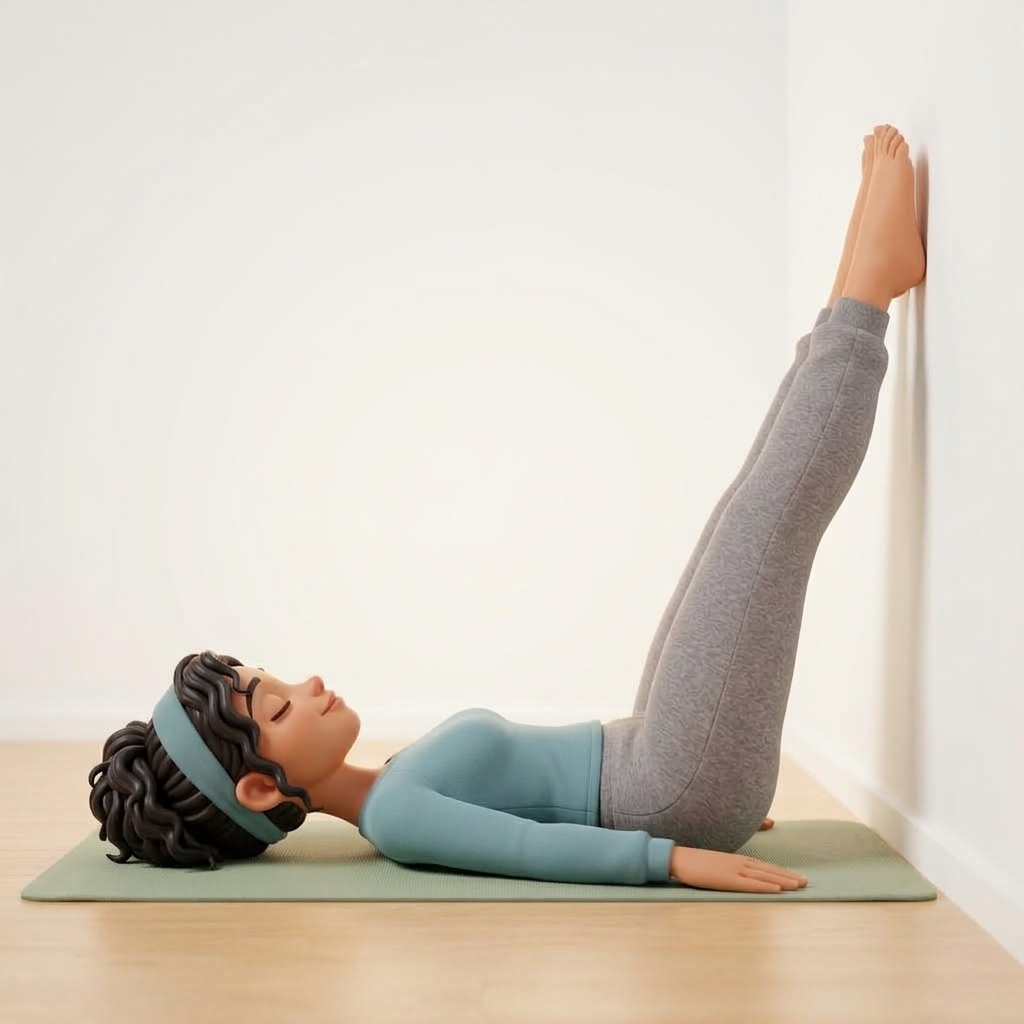 Elevated Legs-Up-the-Wall (Viparita Karani) demonstrating proper restorative posture